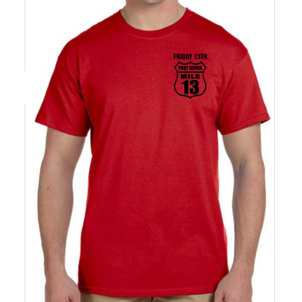 Mile 13 Red Tee - On The Fringe - Friday the 13th